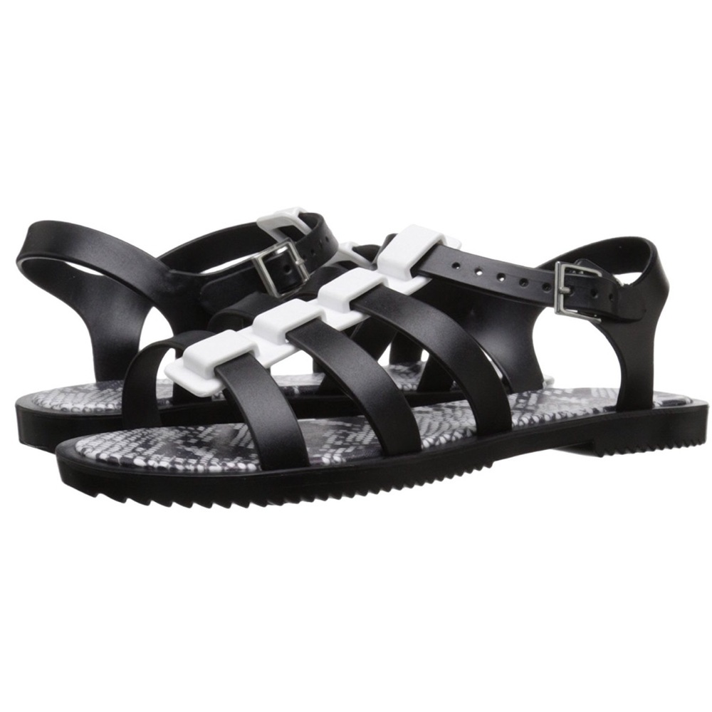 Black and White Jelly Gladiator Sandals